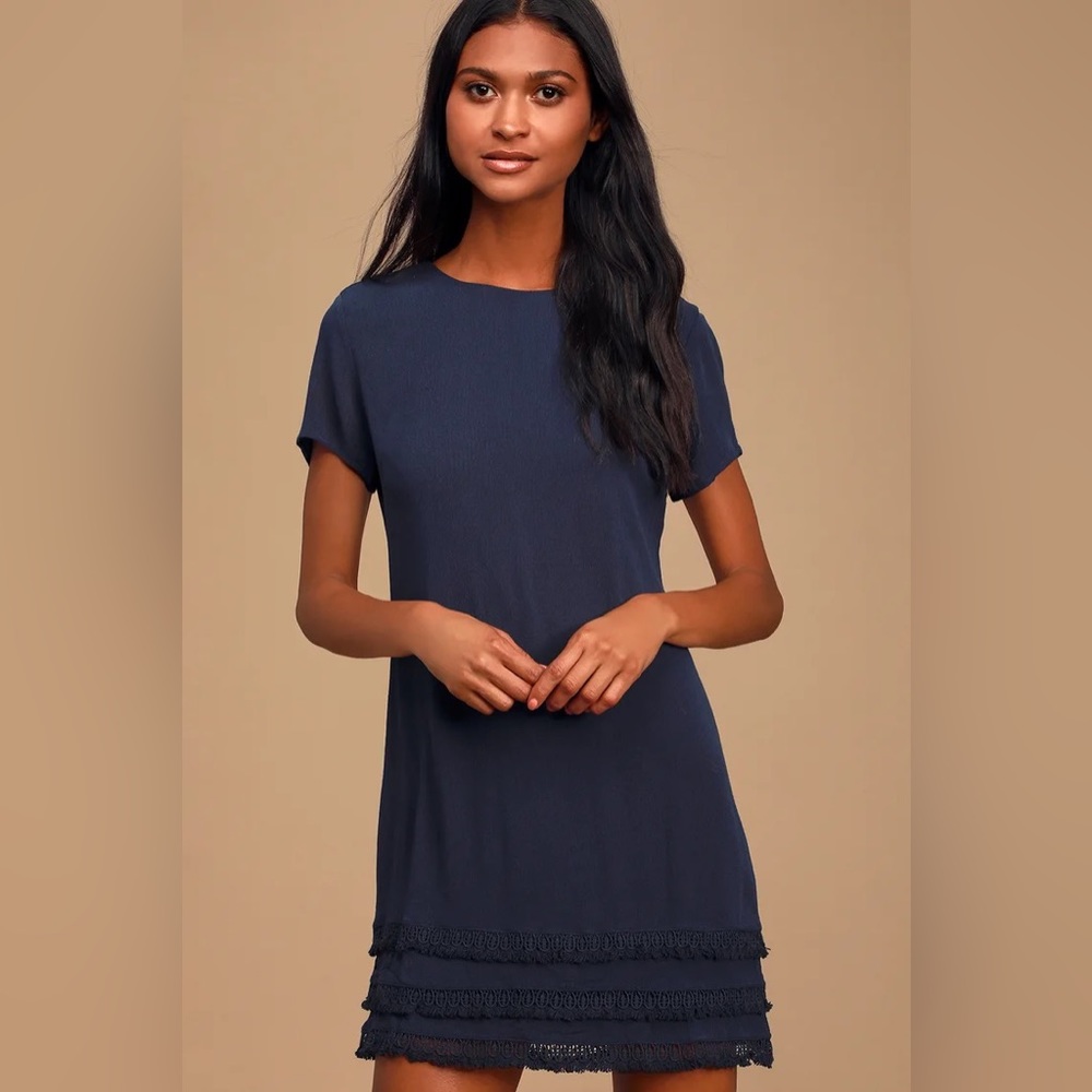 Lulu’s Buenos Aires Navy Blue Shift Dress